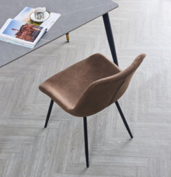 Nordlys Set Of 2 Metal And Brown Faux Leather Dining Chairs Modern Design Style Dining Room - thumbnail 9