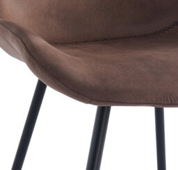 Nordlys Set Of 2 Metal And Brown Faux Leather Dining Chairs Modern Design Style Dining Room - thumbnail 7