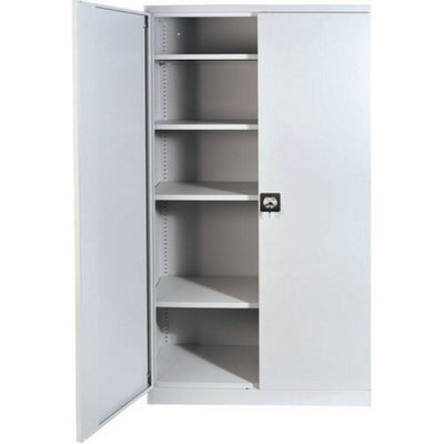 Manutan Expert Grey Flat Pack Metal Cupboard - 4 Shelves - 1950X916X422mm - image 1