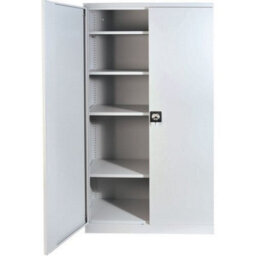 Manutan Expert Grey Flat Pack Metal Cupboard - 4 Shelves - 1950X916X422mm - thumbnail 1