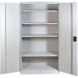 Manutan Expert Grey Flat Pack Metal Cupboard - 4 Shelves - 1950X916X422mm - thumbnail 2
