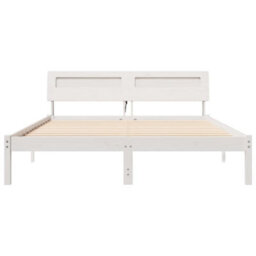 Berkfield Modern With Led Strip Lights White 140 X 200 Cm Solid Pine Wood - thumbnail 5