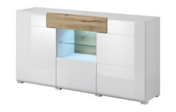 Arte Toledo Sideboard Cabinet In White And Oak San Remo  - Elegant Storage Solution With Soft-Closing Doors - W1590mm X H830mm X D390mm
