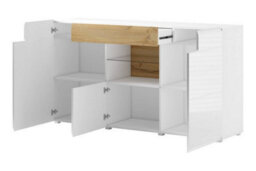 Arte Toledo Sideboard Cabinet In White And Oak San Remo  - Elegant Storage Solution With Soft-Closing Doors - W1590mm X H830mm X D390mm - thumbnail 2