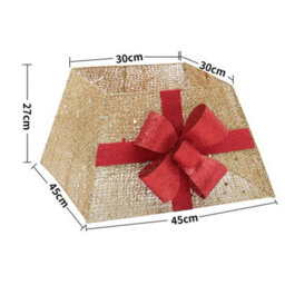 Living And Home Square Gold Led Lighted Christmas Tree Collar Tree Skirt Stand Basket Decor With Bow Tie 30Cm (H) - thumbnail 6