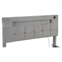 Abrihome 4Ft6 Upholstered Double Bed Frame With Hydraulic Storage,  Ottoman Bed With Led Lighting And Charging Station, Velvet, Grey - thumbnail 8