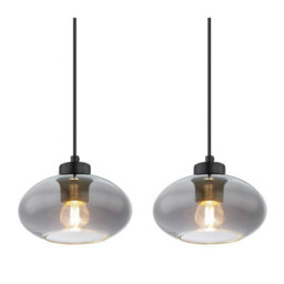 Luminosa Lighting Luminosa Shaun Bar Pendant Ceiling Light Matt Black Smoke Glass Shade 4X E27 - thumbnail 4