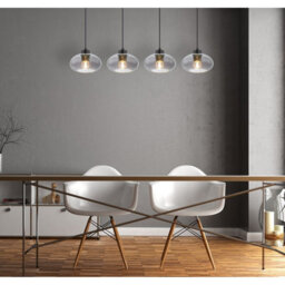 Luminosa Lighting Luminosa Shaun Bar Pendant Ceiling Light Matt Black Smoke Glass Shade 4X E27 - thumbnail 5
