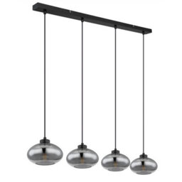 Luminosa Lighting Luminosa Shaun Bar Pendant Ceiling Light Matt Black Smoke Glass Shade 4X E27 - thumbnail 2