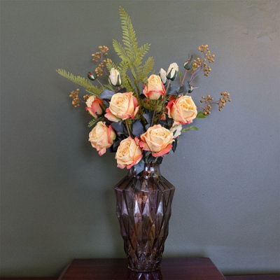 Leaf 65Cm Yellow Rose Display Geometric Glass Vase - image 1