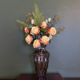 Leaf 65Cm Yellow Rose Display Geometric Glass Vase