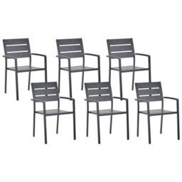 Beliani Set Of 6 Garden Chairs Vernio Black - thumbnail 1