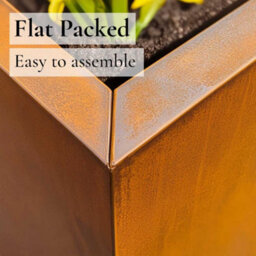 Woven Wood 40Cm Corten Steel Cube Planter - Pre-Rusted - thumbnail 9
