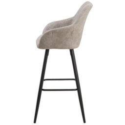 Beliani Set Of 2 Darien Bar Stools With Armrests & Footrest, Fabric, Beige - thumbnail 6