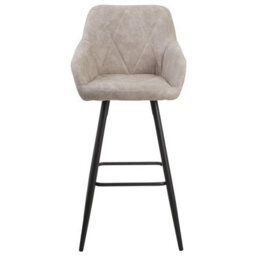 Beliani Set Of 2 Darien Bar Stools With Armrests & Footrest, Fabric, Beige - thumbnail 5