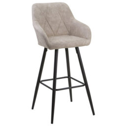 Beliani Set Of 2 Darien Bar Stools With Armrests & Footrest, Fabric, Beige - thumbnail 4