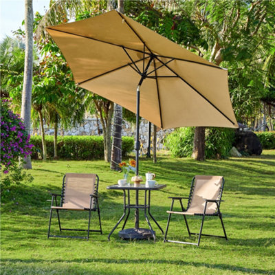 Yaheetech Beige Set Of 2 Outdoor Texteline Folding Dining Chairs With Armrests - image 1
