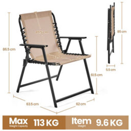Yaheetech Beige Set Of 2 Outdoor Texteline Folding Dining Chairs With Armrests - thumbnail 4