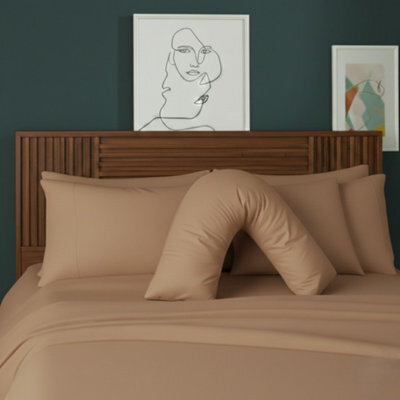 V Shape Pillowcase For Support Maternity Pillows Polycotton Easy Care Beige - image 1