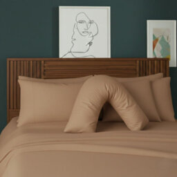 V Shape Pillowcase For Support Maternity Pillows Polycotton Easy Care Beige - thumbnail 1