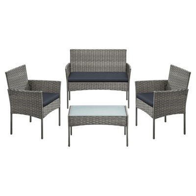 Songmics Garden Furniture Set, Outdoor Pe Rattan Conversation Sets, Lounge With Table And 2 Chairs, Loveseat, For Patio Balcony