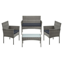Songmics Garden Furniture Set, Outdoor Pe Rattan Conversation Sets, Lounge With Table And 2 Chairs, Loveseat, For Patio Balcony