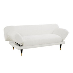 Home Detail Silas Clic-Clac Sofa Bed With Wooden Metal-Tipped Legs, White Boucle - thumbnail 3
