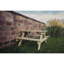 Churnet Valley Garden Furniture Ltd Traditional Picnic Table - Timber - L139.5 X W143.5 X H76 Cm - Partially Assembled - thumbnail 3