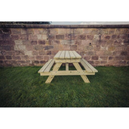 Churnet Valley Garden Furniture Ltd Traditional Picnic Table - Timber - L139.5 X W143.5 X H76 Cm - Partially Assembled - thumbnail 4