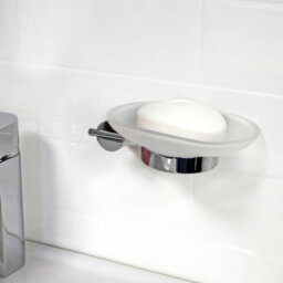 Showerdrape Vitality Chrome Stainless Steel & Frosted Glass Wall Mounted Soap Dish - thumbnail 4