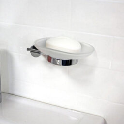 Showerdrape Vitality Chrome Stainless Steel & Frosted Glass Wall Mounted Soap Dish - thumbnail 2