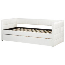 Beliani Trundle Bed Velvet Chavonne Ii 90 X 200 Cm (Eu Single) Off-White - thumbnail 6