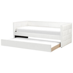 Beliani Trundle Bed Velvet Chavonne Ii 90 X 200 Cm (Eu Single) Off-White - thumbnail 1
