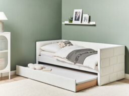 Beliani Trundle Bed Velvet Chavonne Ii 90 X 200 Cm (Eu Single) Off-White - thumbnail 2