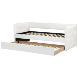 Beliani Trundle Bed Velvet Chavonne Ii 90 X 200 Cm (Eu Single) Off-White - thumbnail 5