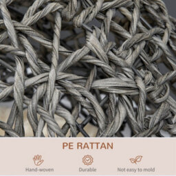 Pawhut Rattan Elevated Cat House Kitten Bed Pet Furniture W/ Cushion Grey - thumbnail 6
