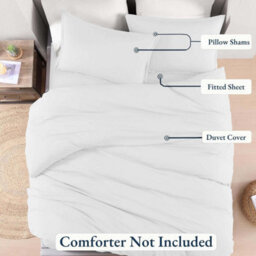 Bedlooms White Plain Dyed Duvet Cover Complete Bedding Set, Breathable & Anti-Allergic Microfiber, Super King 260X220Cm - thumbnail 3