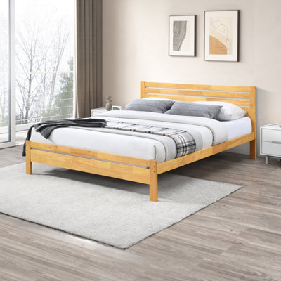 Furniturebox Uk Declan Oak Stain Solid Pine King Size Bed Frame - image 1