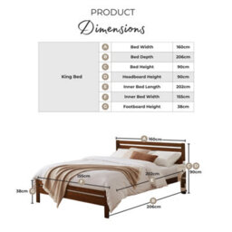 Furniturebox Uk Declan Oak Stain Solid Pine King Size Bed Frame - thumbnail 7