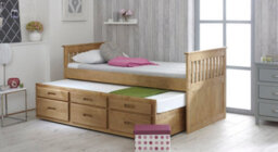 Amani Captain's Solid Pine Single Bed With Pull Out Trundle And 3 Storage Drawers, Kids Storage Bed - Waxed - thumbnail 3