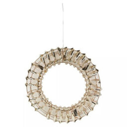 Urbn-Living Urbnliving 40Cm Round Gold Wreath Decoration With Led Lights Christmas Ornament Lights Hanging Xmas Decor