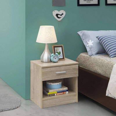 1 Drawer Bedside Table In Oak Indoor Tables With Drawers Home Tables - image 1