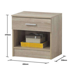 1 Drawer Bedside Table In Oak Indoor Tables With Drawers Home Tables - thumbnail 2