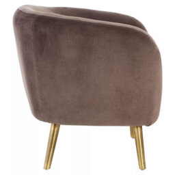 Orsina Luxurious Grey Velvet Round Chair, Velvet Upholstered Mid Century Armchair, Metal Legs Comfortable Armchair - thumbnail 3
