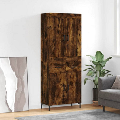 Berkfield Highboard Smoked Oak 69.5X34X180 Cm Engineered Wood - image 1