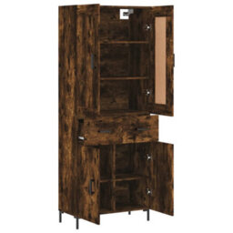 Berkfield Highboard Smoked Oak 69.5X34X180 Cm Engineered Wood - thumbnail 4