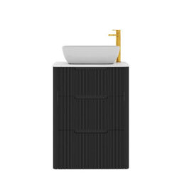 Royal Bathrooms Avenza 600mm Matt Obsidian Black Floor Standing Countertop Bathroom Vanity Unit 3 Drawer With Elva Basin - thumbnail 6