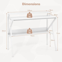Costway Home Office Desk Space Saving Computer Desk W/ Monitor Stand-White - thumbnail 2