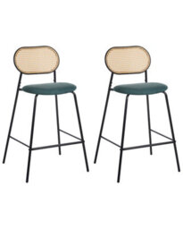 Wyld And Coco Viennese Bar Chairs Set Of 2 Black Lacquer Iron Frame With Rattan-Effect Backrest, Packed Pair - thumbnail 3