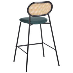 Wyld And Coco Viennese Bar Chairs Set Of 2 Black Lacquer Iron Frame With Rattan-Effect Backrest, Packed Pair - thumbnail 5